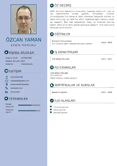 Hostes Örnek cv indir